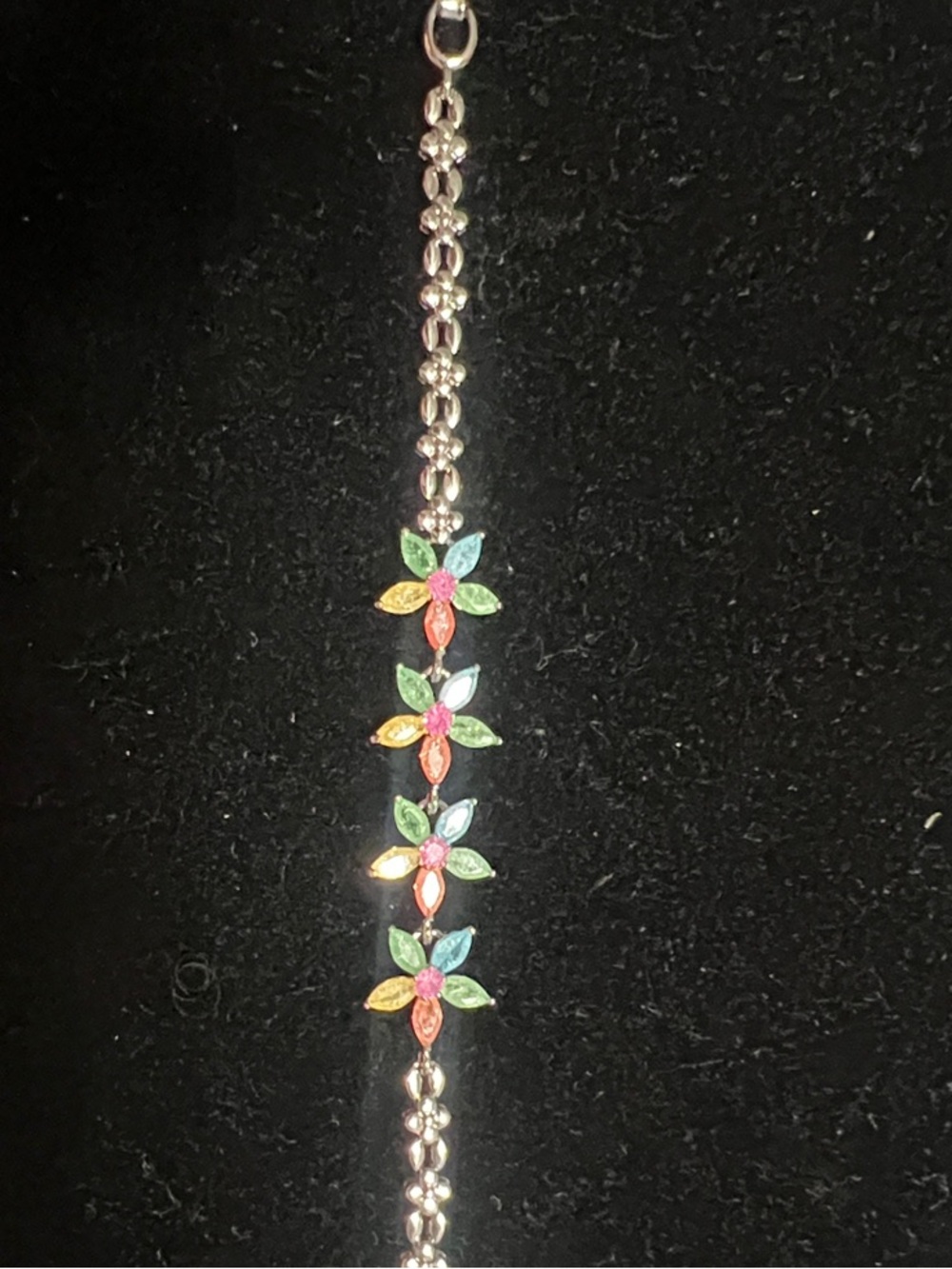 Multicolor Floral Crystal Chain Bracelet - Women Jewelry
